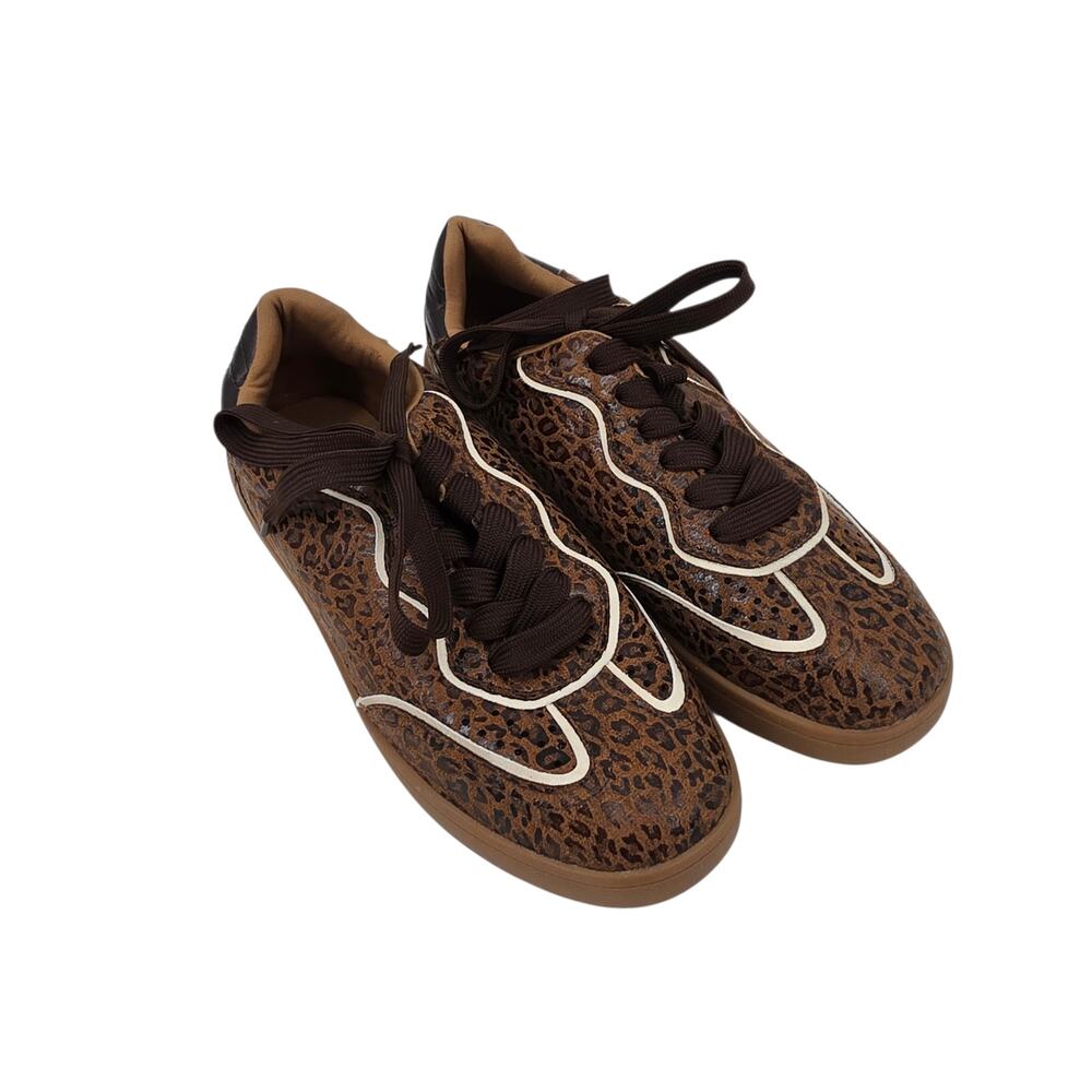 NWOT DV By Dolce Vita Brown Leopard Print Venessa Lace Up Sneakers Size 8.5